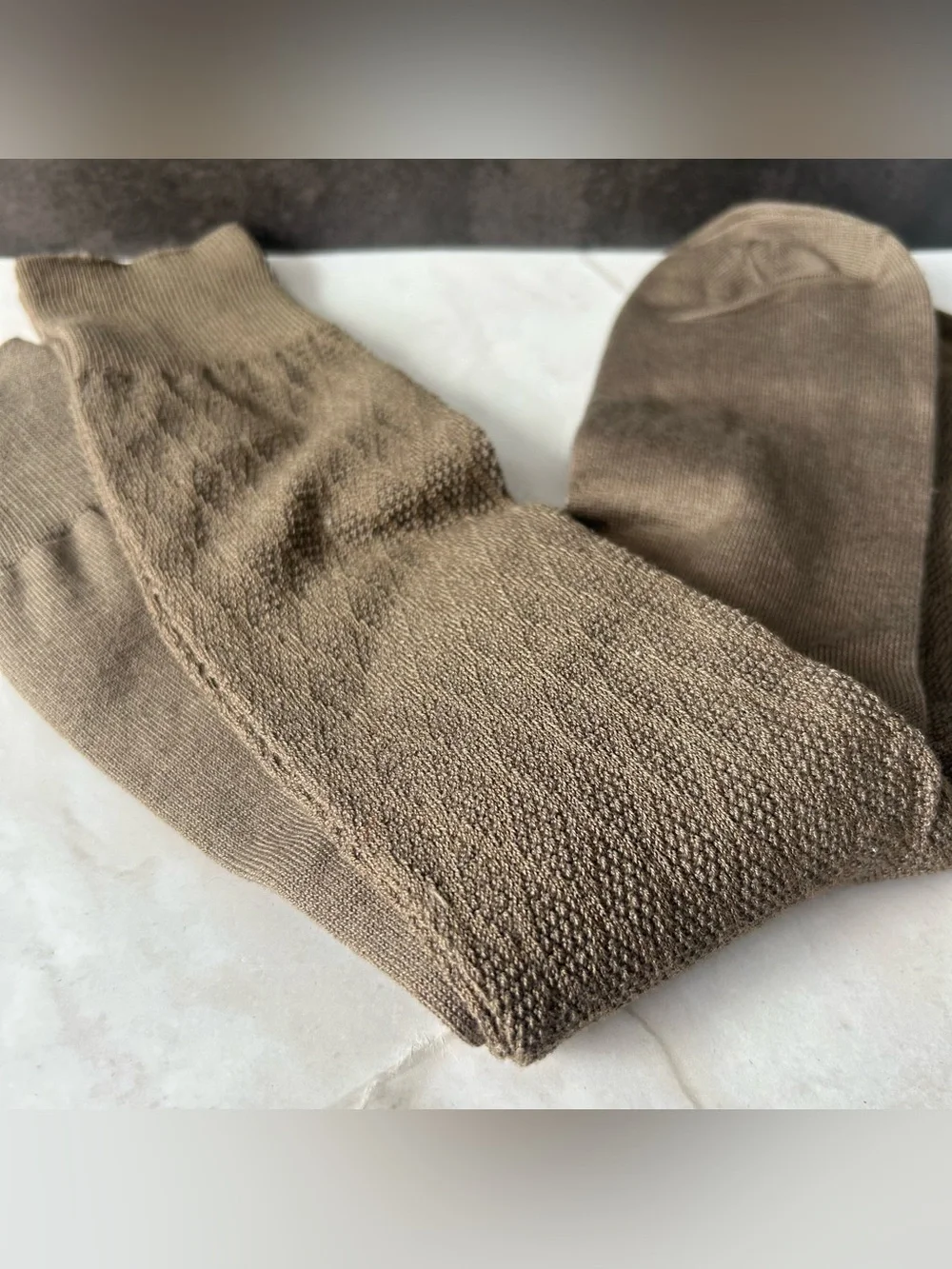Men's Brown Textured Crew Socks 2 Pairs